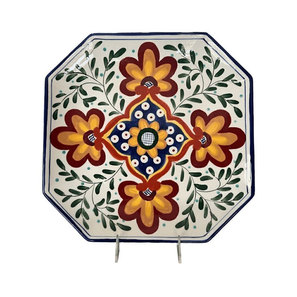 Certified‎ International Nancy Green Colorful Floral 13" Ceramic Octagon Platter